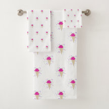 Padrão de Cone de Sorvete com Confetes Rosa