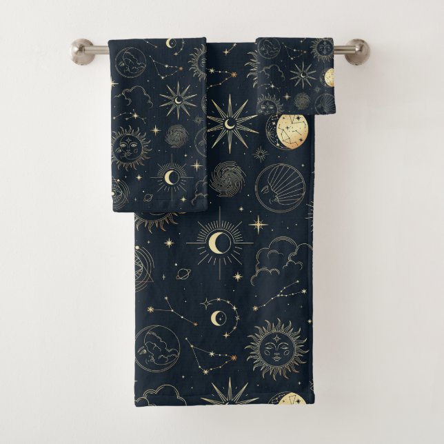 Conjunto De Toalhas Padrão de constelação de estrelas Dourada Azul da  (Insitu)