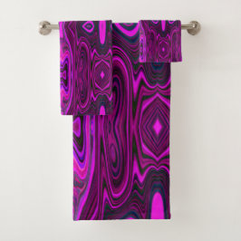 Conjunto De Toalhas Padrão de cor-de-rosa quente e magenta do Abstrato