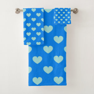 Conjunto De Toalhas Padrão de Coração Costeiro Azul Claro Fofo e Simpl