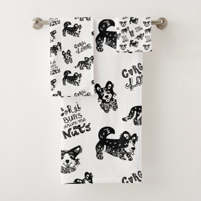 Conjunto De Toalhas Padrão de Corgi Cute (Insitu)