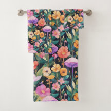 Padrão de Cottagecore do Cogumelo de Flor da Flore