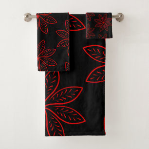Conjunto De Toalhas Padrão de Crimson em Preto