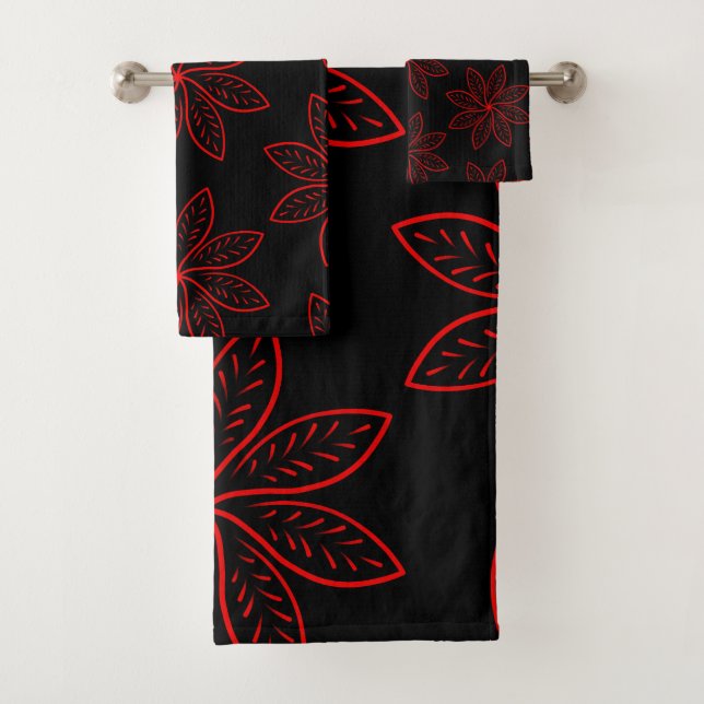 Conjunto De Toalhas Padrão de Crimson em Preto (Insitu)