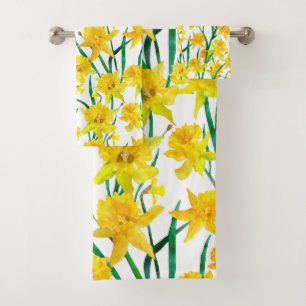 Conjunto De Toalhas Padrão de Daffodil Amarelo