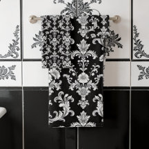 Padrão de Damasco Preto e Branco Vitoriano