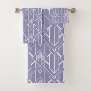Conjunto De Toalhas Padrão de Deco de Arte Branca Roxo
