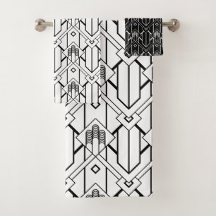 Conjunto De Toalhas Padrão de Deco de Arte Negra e Branca n.o 3