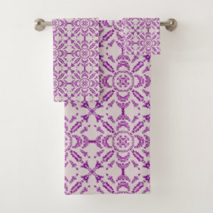 Conjunto De Toalhas Padrão de design de flor de orquídea roxa abstrata