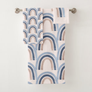 Conjunto De Toalhas Padrão de Design do Arco-Íris Azul e Pêssego