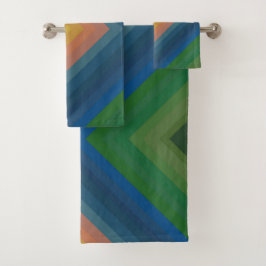 Conjunto De Toalhas Padrão de Diamante de Faixa de Cor da Pop da Arte 