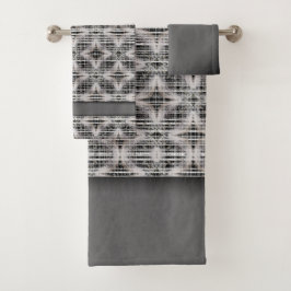 Conjunto De Toalhas Padrão de Diamante de Verificação de Cinza, Branco