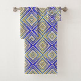 Conjunto De Toalhas Padrão de Diamante do Alternativo Blues do marinho