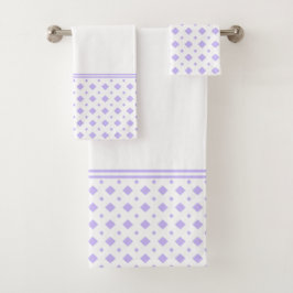 Conjunto De Toalhas Padrão de Diamante Lavanda e Branco