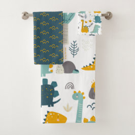 Conjunto De Toalhas Padrão de Dinossauro Cuto