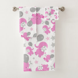 Conjunto De Toalhas Padrão De Elefantes Rosa, Elefantes Cutes, Estrela
