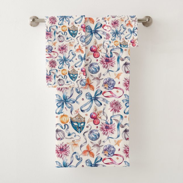 Conjunto De Toalhas Padrão de esboço de aquarela vítrea com luxo Vene (Insitu)
