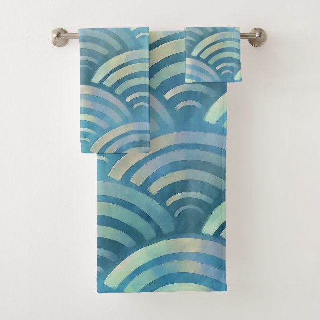 Conjunto De Toalhas Padrão de Escala de Peixe Azul ouro (Insitu)