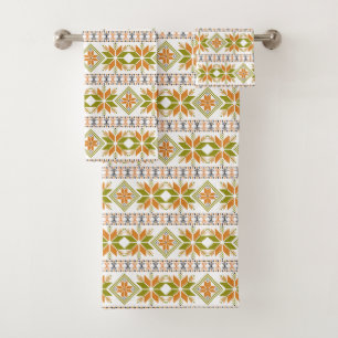 Conjunto De Toalhas Padrão de Estrela Abstrata Elegante em Laranja e B