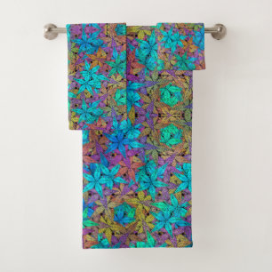 Conjunto De Toalhas padrão de estrela abstrato colorida
