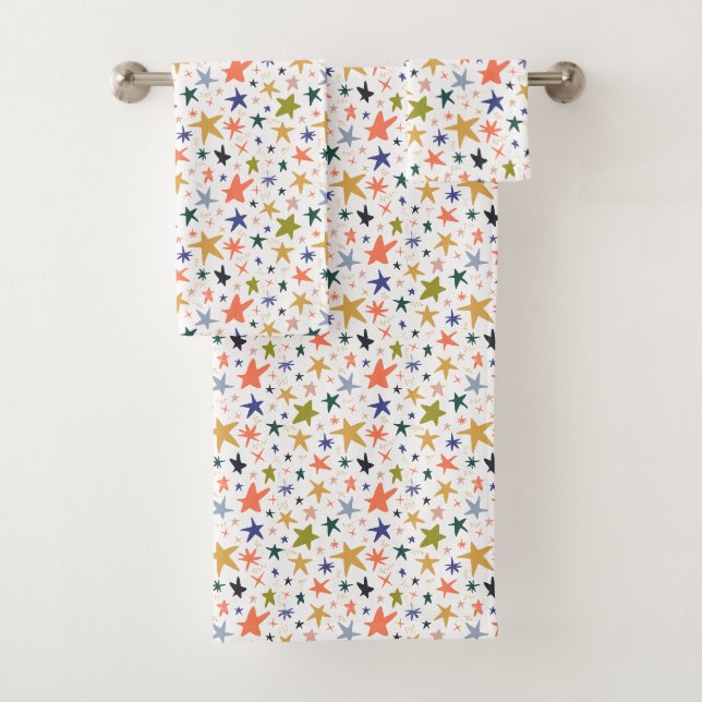 Conjunto De Toalhas Padrão de Estrela Colorido Vibrante Com (Insitu)
