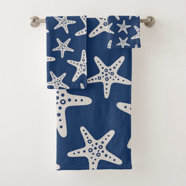 Conjunto De Toalhas Padrão de Estrela-do-Mar Azul (Insitu)