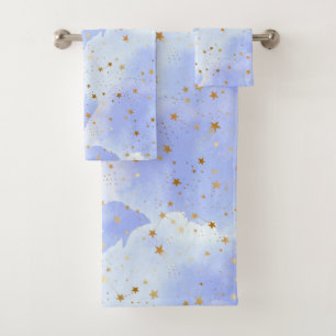 Conjunto De Toalhas Padrão de Estrela do Ouro Lavendar