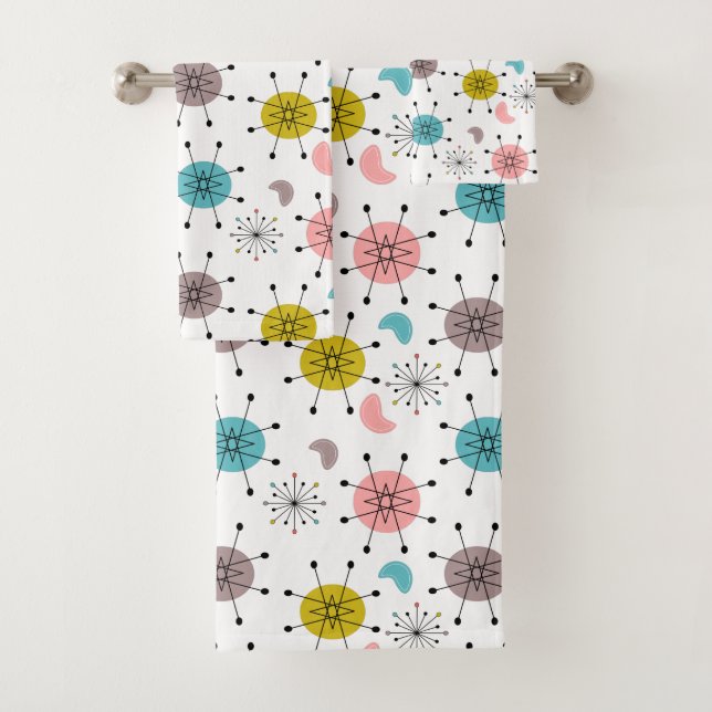 Conjunto De Toalhas Padrão de Estrela Explosiva Retro Atômica (Insitu)