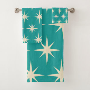 Conjunto De Toalhas Padrão de Estrelas Atômicas Retro de Meados do Séc