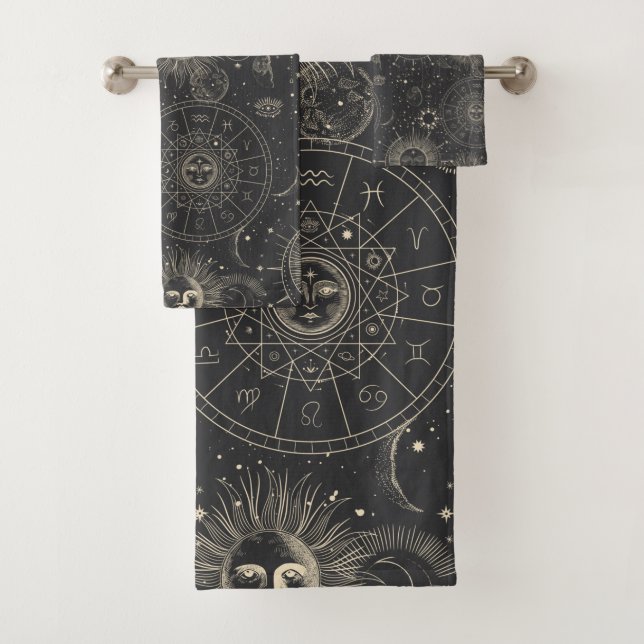 Conjunto De Toalhas Padrão de estrelas de lua celestial (Insitu)