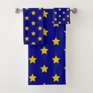 Conjunto De Toalhas Padrão de estrelas Douradas, Marinho azul, exclusi