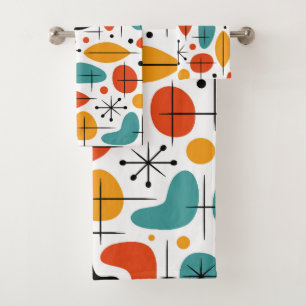 Conjunto De Toalhas Padrão de explosão em estilo Mid Century Modern