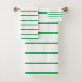 Conjunto De Toalhas Padrão de faixa decorativa verde marinho
