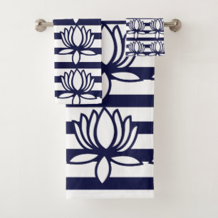 Conjunto De Toalhas Padrão de Faixa Floral do Flor do Lotus