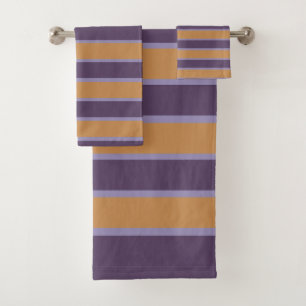 Conjunto De Toalhas Padrão de Faixa Laranja Roxo
