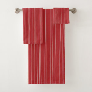 Conjunto De Toalhas Padrão de Faixa Vermelha