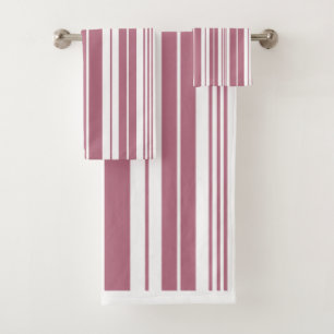 Conjunto De Toalhas Padrão de Faixa Vertical Branco Rosa