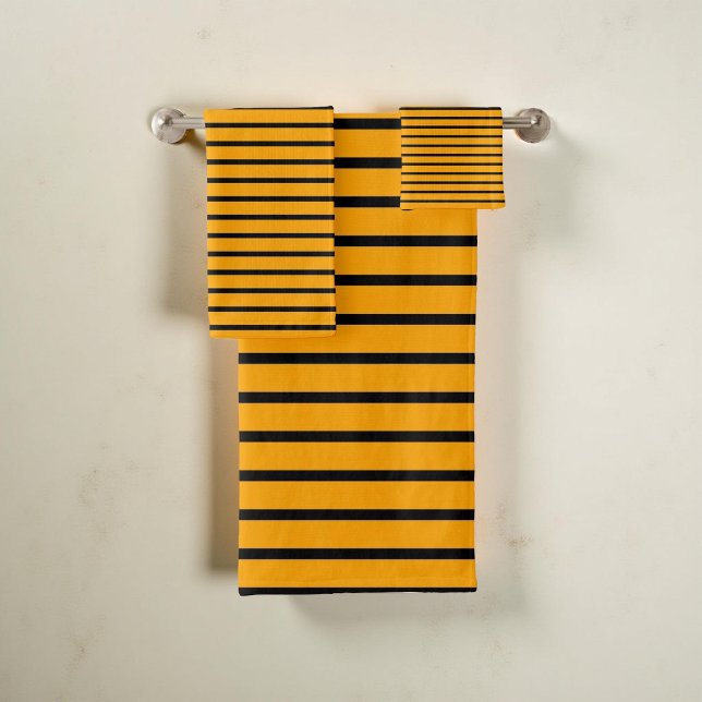 Conjunto De Toalhas Padrão de faixas amarelas e negras moderno, Na mod (Criador carregado)
