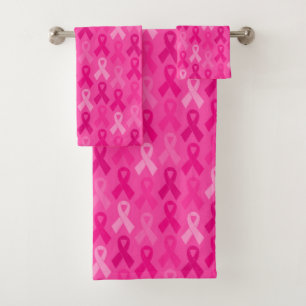 Conjunto De Toalhas Padrão de Fita Rosa de Consciência do Cancer da Ma