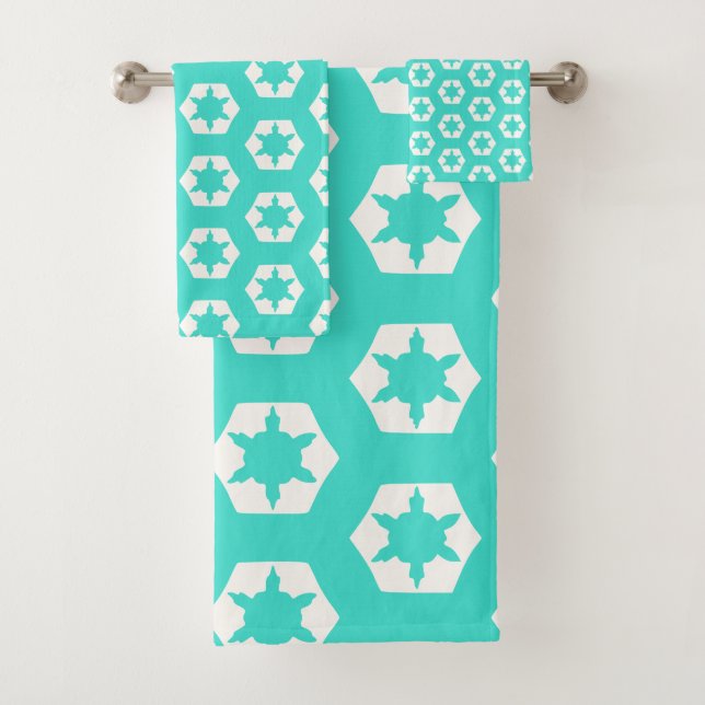 Conjunto De Toalhas Padrão de floco de estrela em favo de mel hexagona (Insitu)