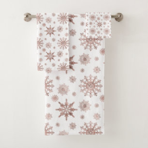 Conjunto De Toalhas Padrão De Floco De Neve Em Cor De Aspecto Dourada