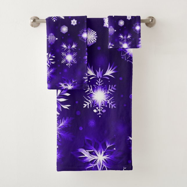 Conjunto De Toalhas Padrão de Floco de Neve Roxo (Insitu)