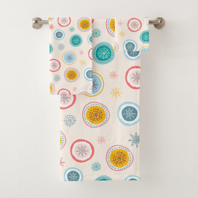 Conjunto De Toalhas Padrão de Flocos de Neve abstrato Natal (Insitu)
