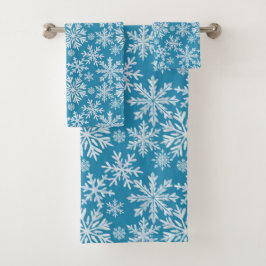 Conjunto De Toalhas Padrão de Flocos de Neve em Aquarela