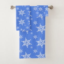 Conjunto De Toalhas Padrão de flocos de neve, flocos de neve brancos, 