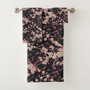 Conjunto De Toalhas Padrão de Flor de Cerejeira Japonesa