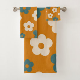 Conjunto De Toalhas Padrão de Flor de Hippie Azul Preppy Brown