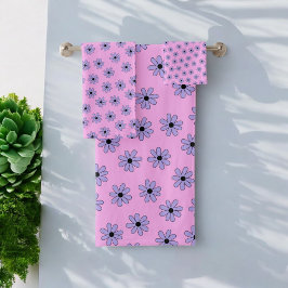 Conjunto De Toalhas Padrão de Flor de Hippie Azul Púrpura