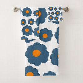 Conjunto De Toalhas Padrão de Flor de Hippie Laranja Azul de Pré-Disqu
