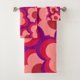 Conjunto De Toalhas Padrão de Flor de Hippie Retro de Cor Negrito